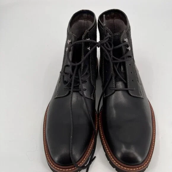 Johnston & Murphy Chadwick Boots Size 10.5M Black Leather EVA Rubber Lug Sole - Picture 5 of 16